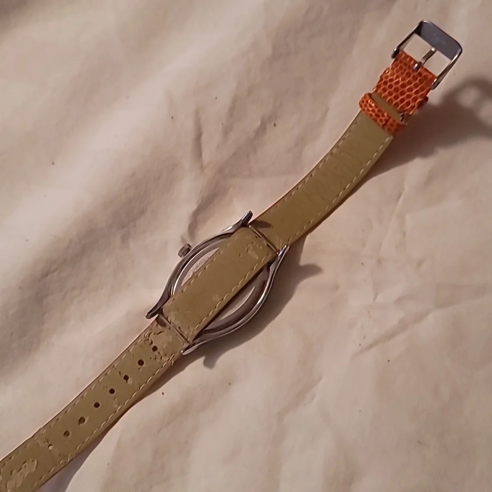 Activa By‎ Invicta Swiss Watch Mother of Pearl Orange Reptile Embossed Band